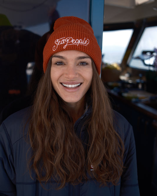 SeaPeople Classic Embroidered Waffle Beanie